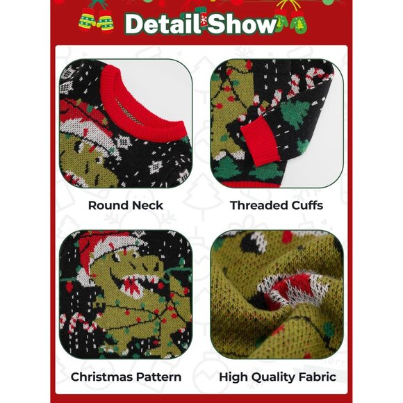 Family Christmas Sweaters Knit Polyester Large Sizes for Women Men Kids - Picture 6 of 6